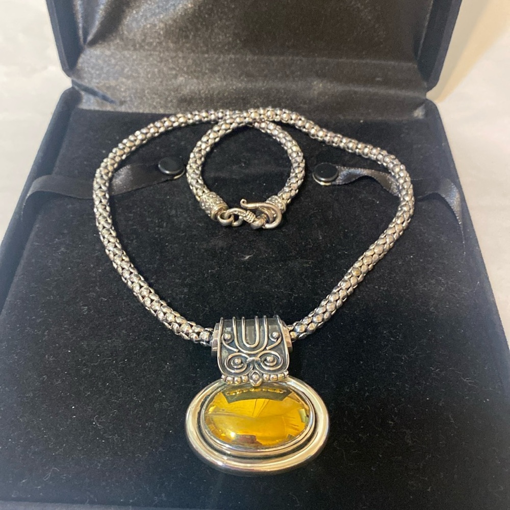 Heavy duty sterling silver 20" popcorn chain with pendant in brass and sterling